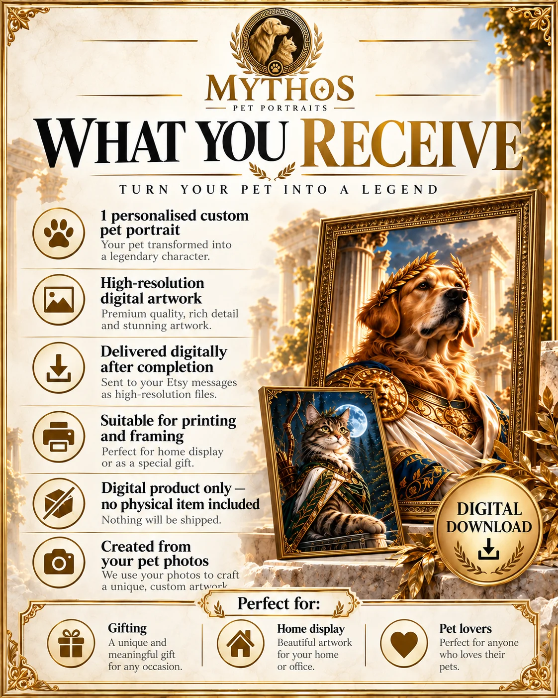 What you receive with a MYTHOS digital portrait